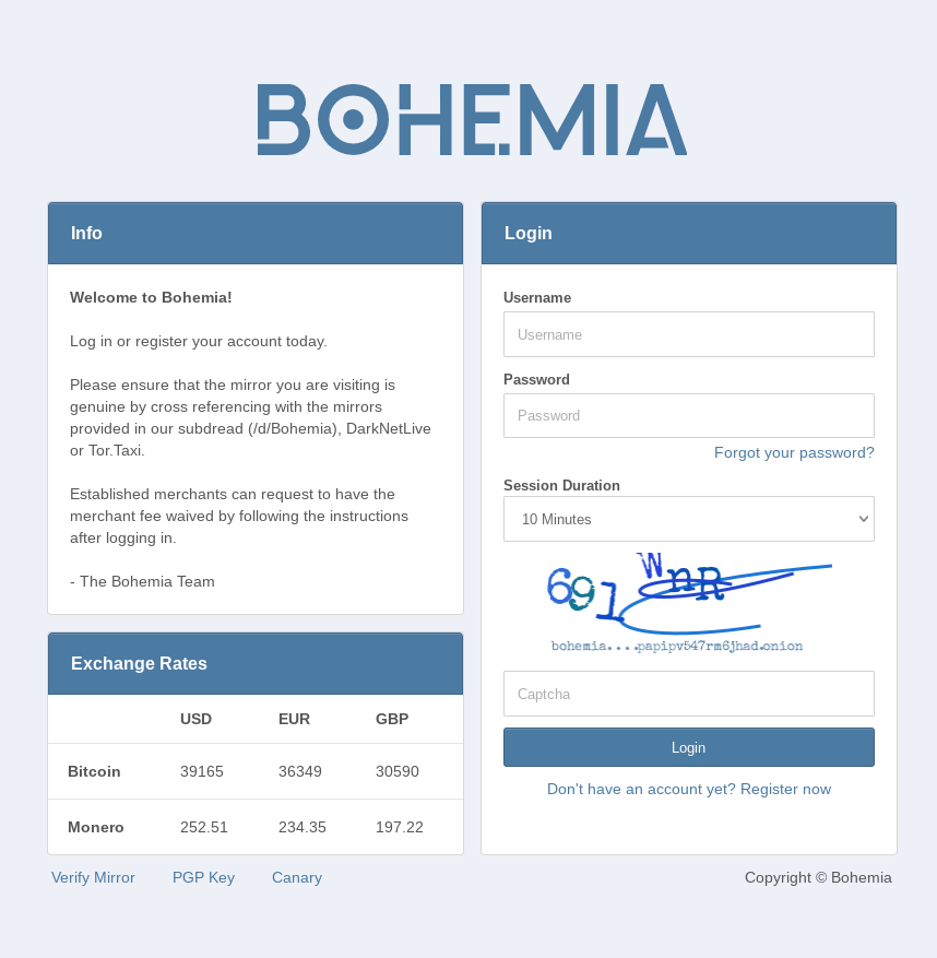 Bohemia Market Main Page
